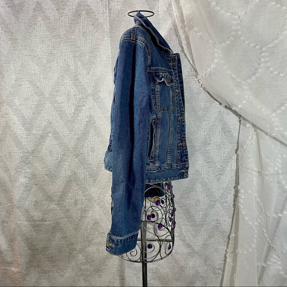 Free People fitted indigo button up denim jacket size S - Picture 11 of 11